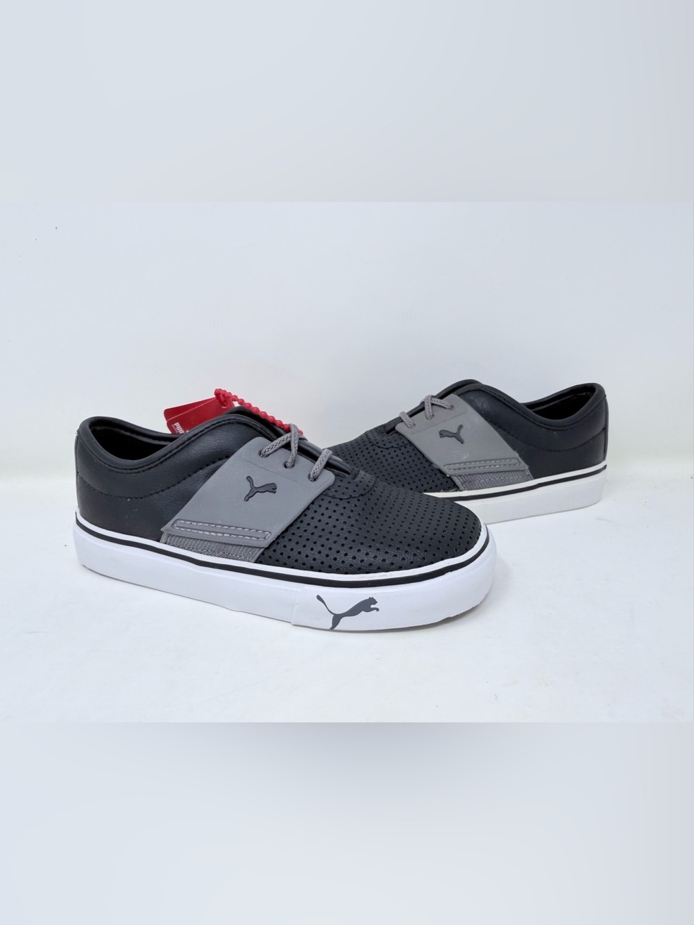 Puma El Ace Black & Gray Slip-On Sneaker with White Sole 10C Toddler